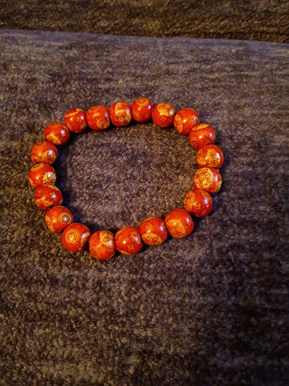 Red Floral Bead Stretch Bracelet - Women's Fashion Jewelry